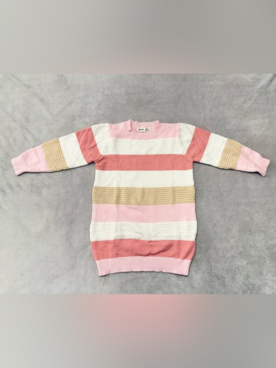 SHEIN Other - SHEIN Girls Striped Knit Sweater Dress Size 5Y Pink White Long Sleeve